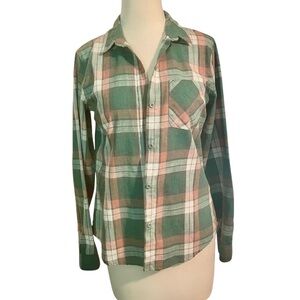 Current/Elliott Plaid Flannel Button-down Orange Green